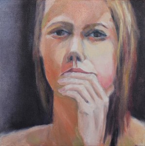 oil portrait of a pensive woman