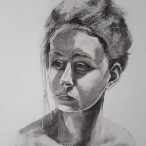 Lovely, charcoal on canvas, 24"x24"