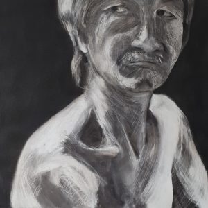 Paul, charcoal on canvas, 24"x24"